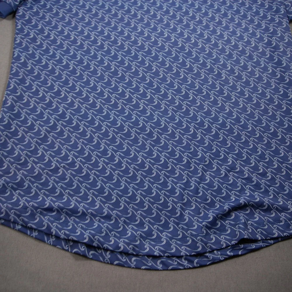 Mantra Golf Catalyst Wave Print Band Collar Men Polo L Performance Lightweight